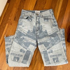 newspaper print jeans